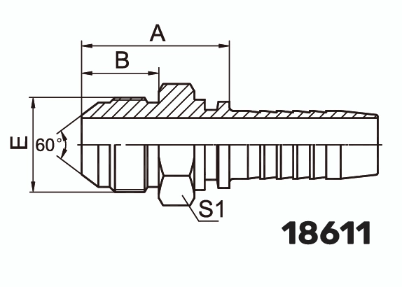 Фитинг JIS Metric Komatsu Штуцер 0&deg; DN 32