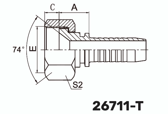 Фитинг JIC Гайка 0&deg; DN 38